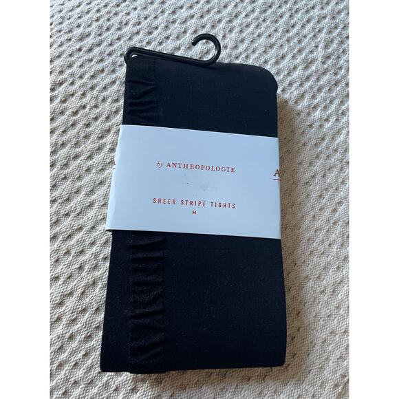Anthropologie Accessories - Anthropologie Sheer  Stripe Tights New Black size M Italy